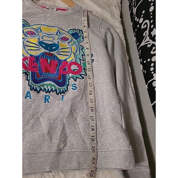 Kenzo Paris Embroidered Logo Grey Sweatshirt Pullover Girls Medium - Picture 8 of 9